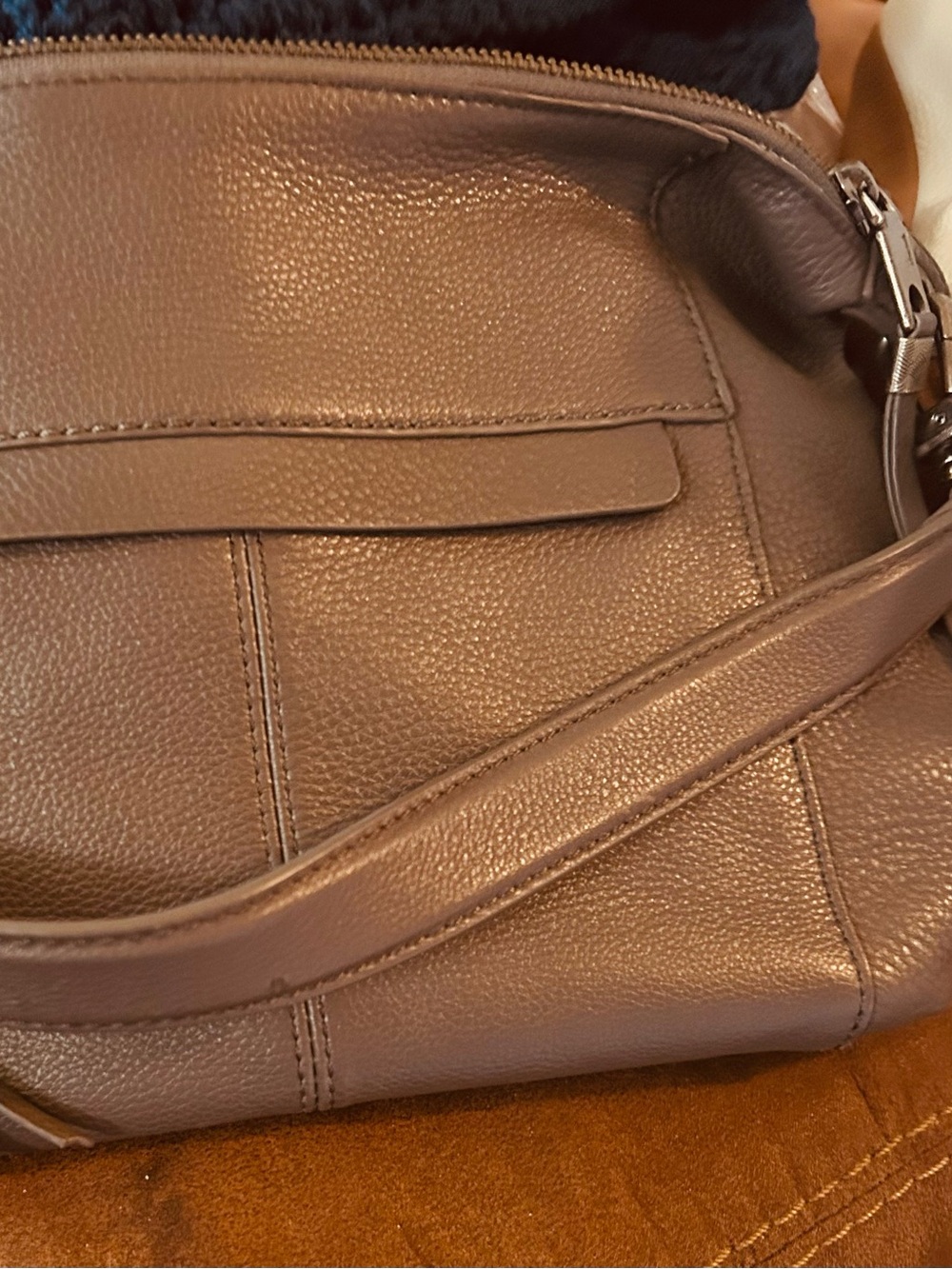 Grey  Leather Tassel Women’s Bag
